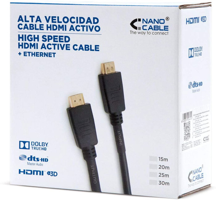 Nanocable Cable HDMI v1.4 con Repetidor de 20m Negro Nanocable Cable HDMI v1.4 con Repetidor de 20m Negro